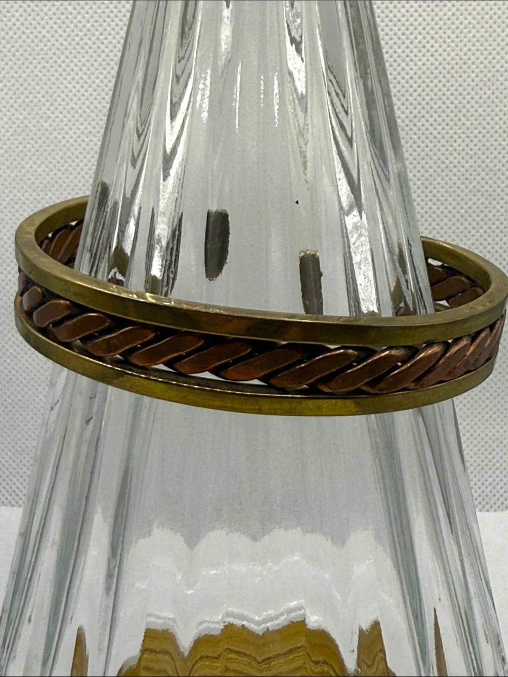 Vintage Two-Tone Braided Metal Cuff Bracelet - Copper & Brass thick heavy piece